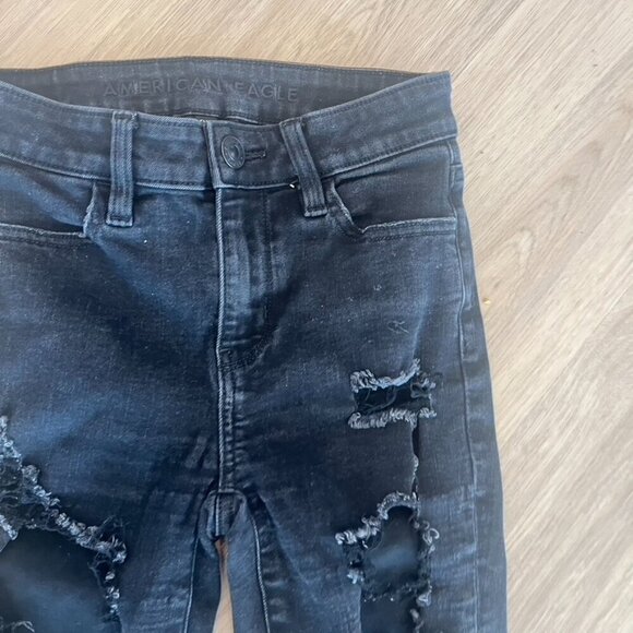 American Eagle Black Distressed High Rise Jegging Women's 0 Regular - Picture 6 of 10